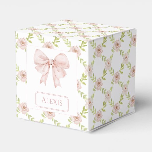 Rosa Blumenbeutel Bänder Mädchen Geschenkschachtel (Rückseite)