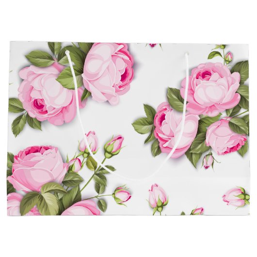 Rosa Blumenbeutel Große Geschenktüte (Rückseite)