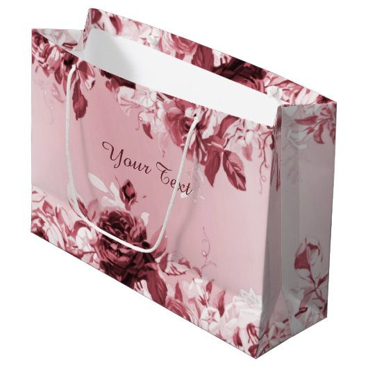 Rosa Blumenbeutel Große Geschenktüte (Vorderseite Schrägansicht)