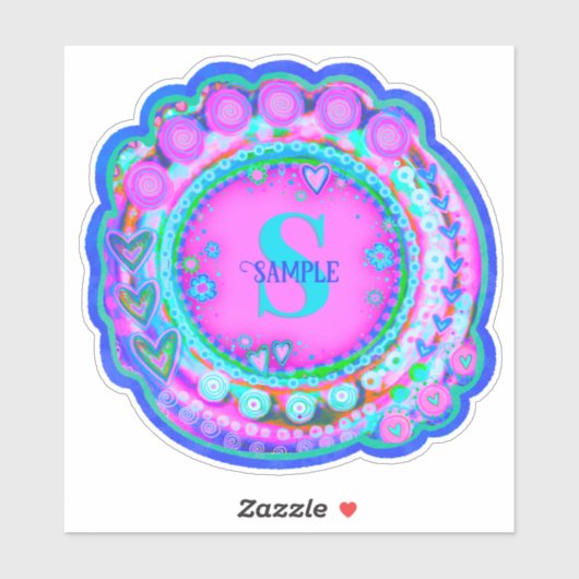 Rosa Blumenbezeichnung und Initialzündung Custom Aufkleber (Blatt)