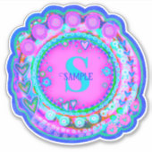 Rosa Blumenbezeichnung und Initialzündung Custom Aufkleber (Vorderseite)