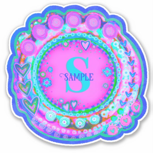 Rosa Blumenbezeichnung und Initialzündung Custom Aufkleber (Vorderseite)