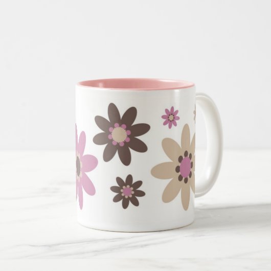 Rosa Blumenblatt Zweifarbige Tasse (VorderseiteRechts)