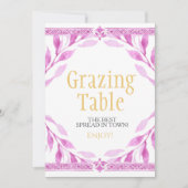 Rosa Blumenblätter "Grazing Table" Schild Einladung (Vorderseite)