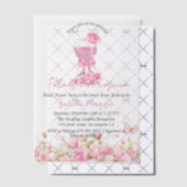 Rosa Blumenblätter und Prosecco-Brautparty Pergament Einladungen (Versetzt (Einladung))