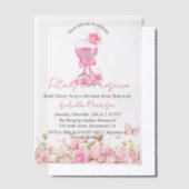 Rosa Blumenblätter und Prosecco-Brautparty Pergament Einladungen (Versetzt)