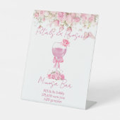 Rosa Blumenblätter und Prosecco-Brautparty Sockelschild (Vorderseite)