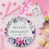 Rosa Blumenblätter - Ungarischer Namenstag Teller (Party)