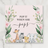 Rosa Blumenblättersafari Pop It Baby Dusche Geschenkanhänger (Rückseite)