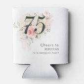 Rosa Blumenblätterung 75. Geburtstagsparty Dosenkühler (Rückseite)