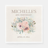 Rosa Blumenblätterung Glitzer 40. Geburtstag Serviette (Vorderseite)