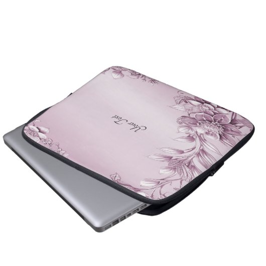 Rosa Blumenblätterung Laptop-Sieb Laptopschutzhülle (Vorne Knopf)