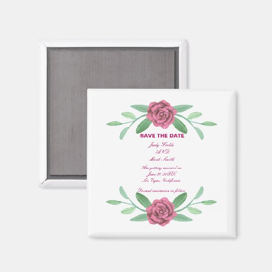 Rosa Blumenblätterung Save the Date Magnet (Vorderseite/Rückseite)