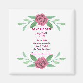 Rosa Blumenblätterung Save the Date Magnet (Vorne)