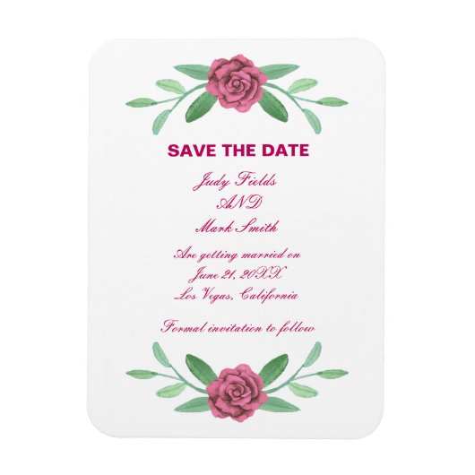 Rosa Blumenblätterung Save the Date Magnet (Vertikal)