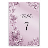 Rosa Blumenblätterung Tischnummer (Vorderseite)