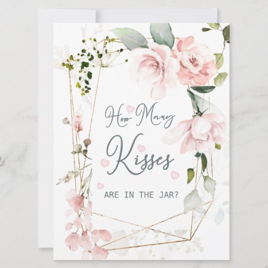 Rosa Blumenblätterung Wie viele Küsse im Jar Einladung (Vorderseite)