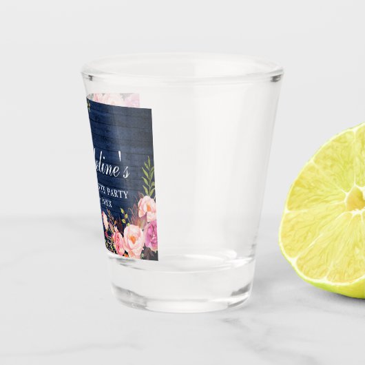 Rosa Blumenblauer Junggeselinnen-Abschied Schnapsglas (Rechts)