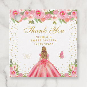 Rosa Blumenblonde Haar Prinzessin Sweet Sixteen Geschenkanhänger