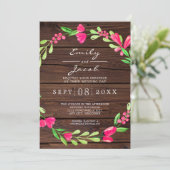 Rosa Blumenblume Dunkelbraun Rustikale Holzlandesh Ankündigung (Stehend Vorderseite)