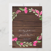 Rosa Blumenblume Dunkelbraun Rustikale Holzlandesh Ankündigung (Rückseite)