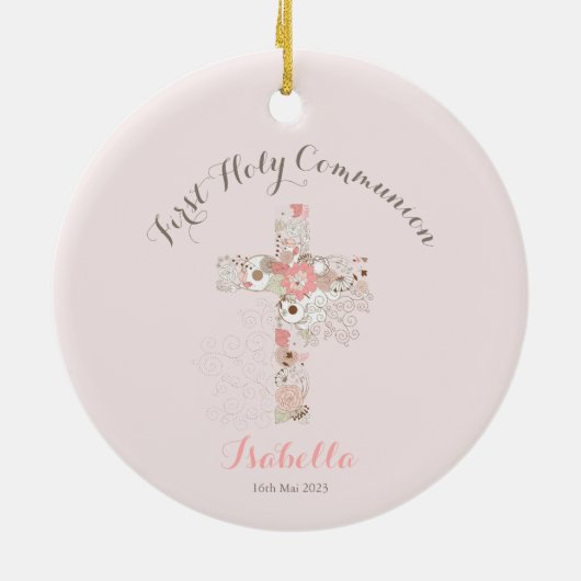 Rosa Blumenblume Keramik Ornament (Hinten)