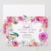 Rosa Blumenblüte künstlerisches Brautparty Einladung (Vorne/Hinten)