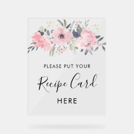 Rosa Blumenblütenkarte Brautparty Rezept Karte Acrylschild