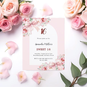 Rosa Blumenbögen Bogen Sweet 16 Einladung