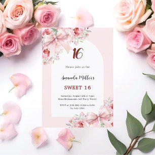 Rosa Blumenbögen Bogen Sweet 16 Einladung
