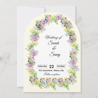 Rosa Blumenbogen-Hochzeitseinladung  Einladung