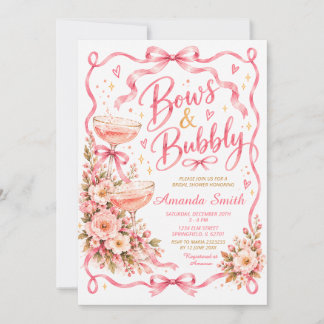 Rosa Blumenbögen & prickelnde Champagner Brautpart Einladung