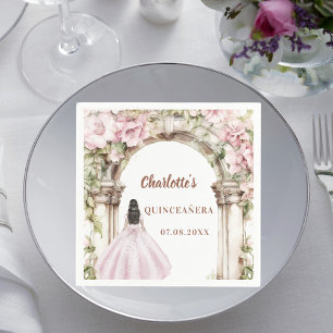 Rosa Blumenbogenkleid Quinceanera-Mittagessen Serviette