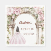 Rosa Blumenbogenkleid Sweet 16 Lunch Serviette (Vorderseite)