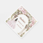 Rosa Blumenbogenkleid Sweet 16 Lunch Serviette (Ecke)
