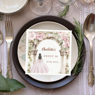 Rosa Blumenbogenkleid Sweet 16 Lunch Serviette