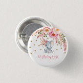 Rosa BlumenBoho Elefant-1. Button (Vorne & Hinten)