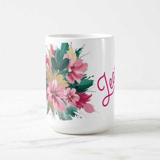 Rosa Blumenbouquet-Splash Kaffeetasse (Mittel)
