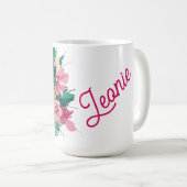 Rosa Blumenbouquet-Splash Kaffeetasse (VorderseiteRechts)