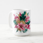Rosa Blumenbouquet-Splash Kaffeetasse (Vorderseite Links)