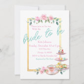 Rosa Blumenbräune zum Brautparty Tee Party Einladung (Vorderseite)