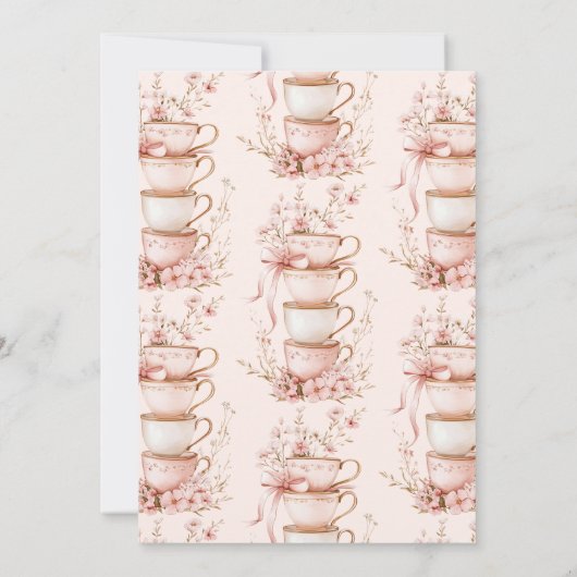 Rosa Blumenbräune zum Brautparty Tee Party Einladung (Rückseite)