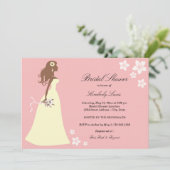 Rosa Blumenbraut | Brautdusche Einladung (Stehend Vorderseite)