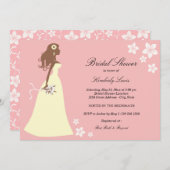 Rosa Blumenbraut | Brautdusche Einladung (Vorne/Hinten)