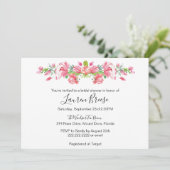 Rosa BlumenBrautparty - Einladung (Stehend Vorderseite)