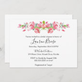 Rosa BlumenBrautparty - Einladung (Vorne/Hinten)