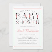 Rosa Blumenbriefe Kinderdusche Einladung (Vorderseite)