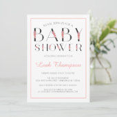 Rosa Blumenbriefe Kinderdusche Einladung (Stehend Vorderseite)