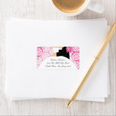 Rosa Blumenbrille & Groom-Rücksendeadresse Adressaufkleber (Insitu)