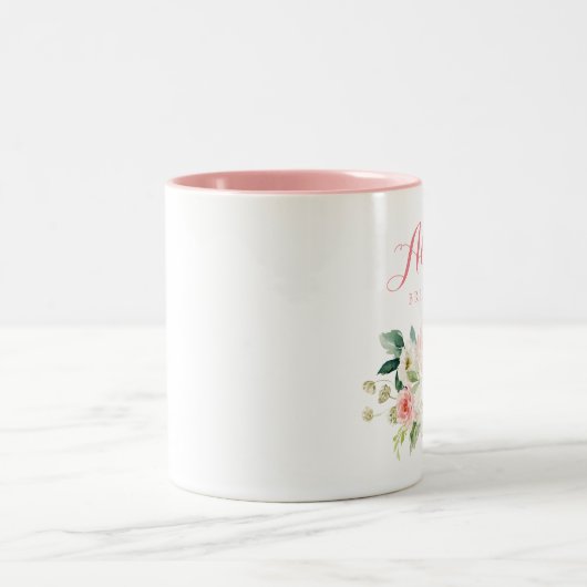 Rosa Blumenbrücke Personalisiert Zweifarbige Tasse (Mittel)